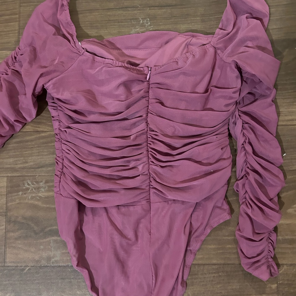 Princess Polly Ruched Long Sleeve Bodysuit - Mauve - Picture 4 of 6